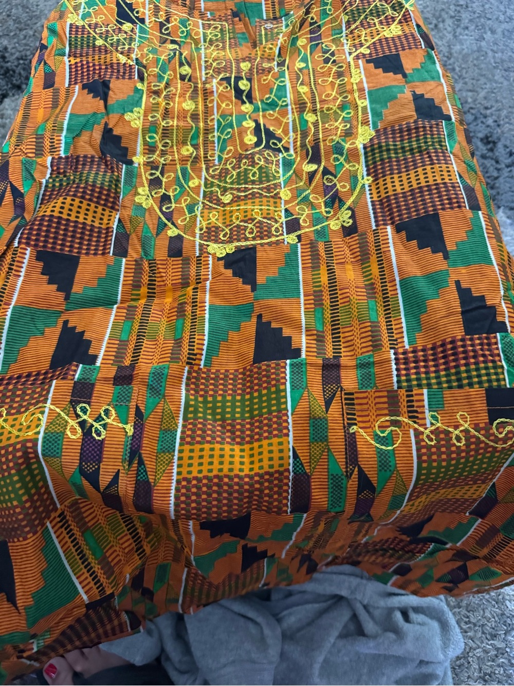African Print Embroidered Dashiki Top and pants set men’s large - (b2-1)